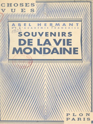 cover image of Souvenirs de la vie mondaine